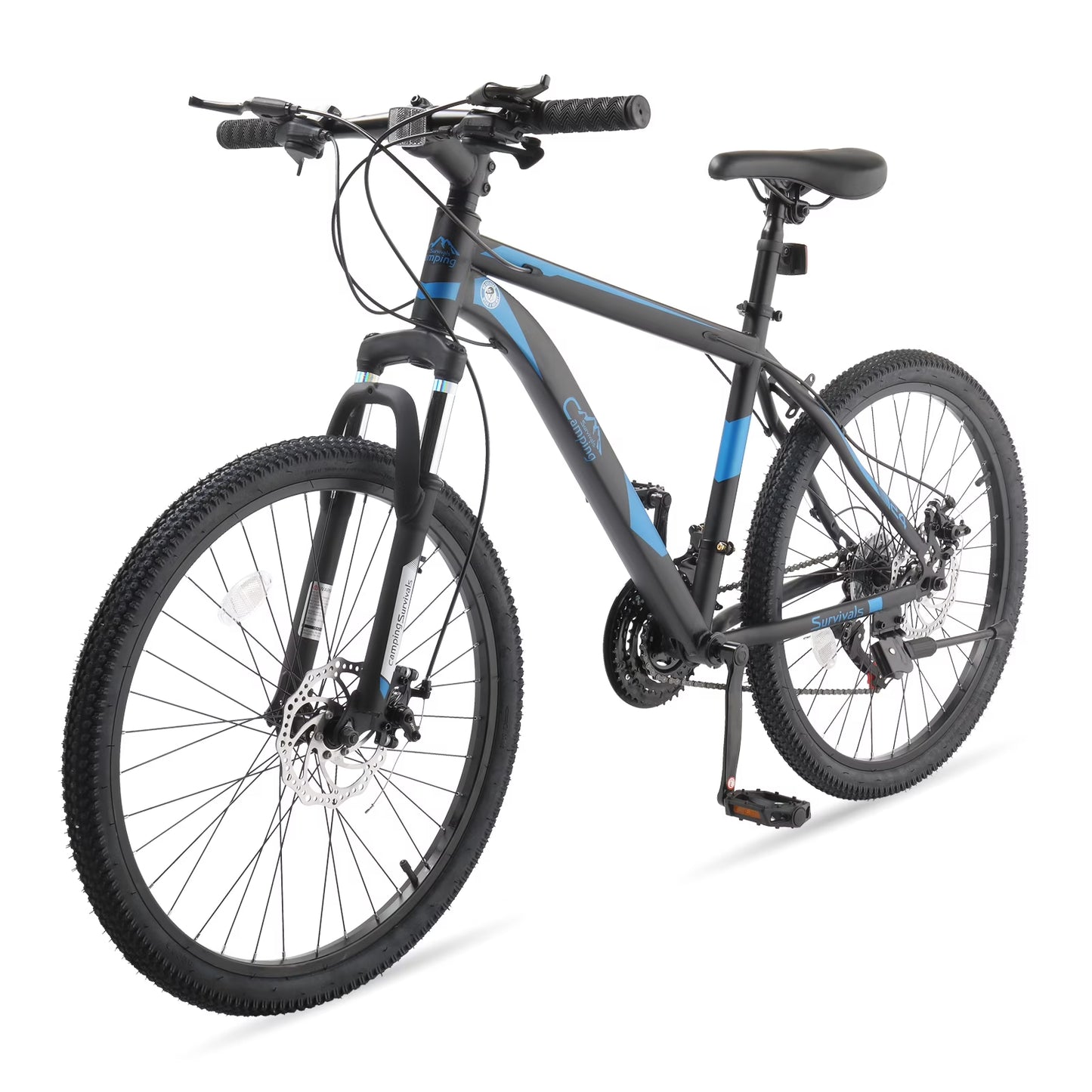 24" Adult Mountain Bike - 21 Speed, Dual Disc Brakes, Stylish Blue Design