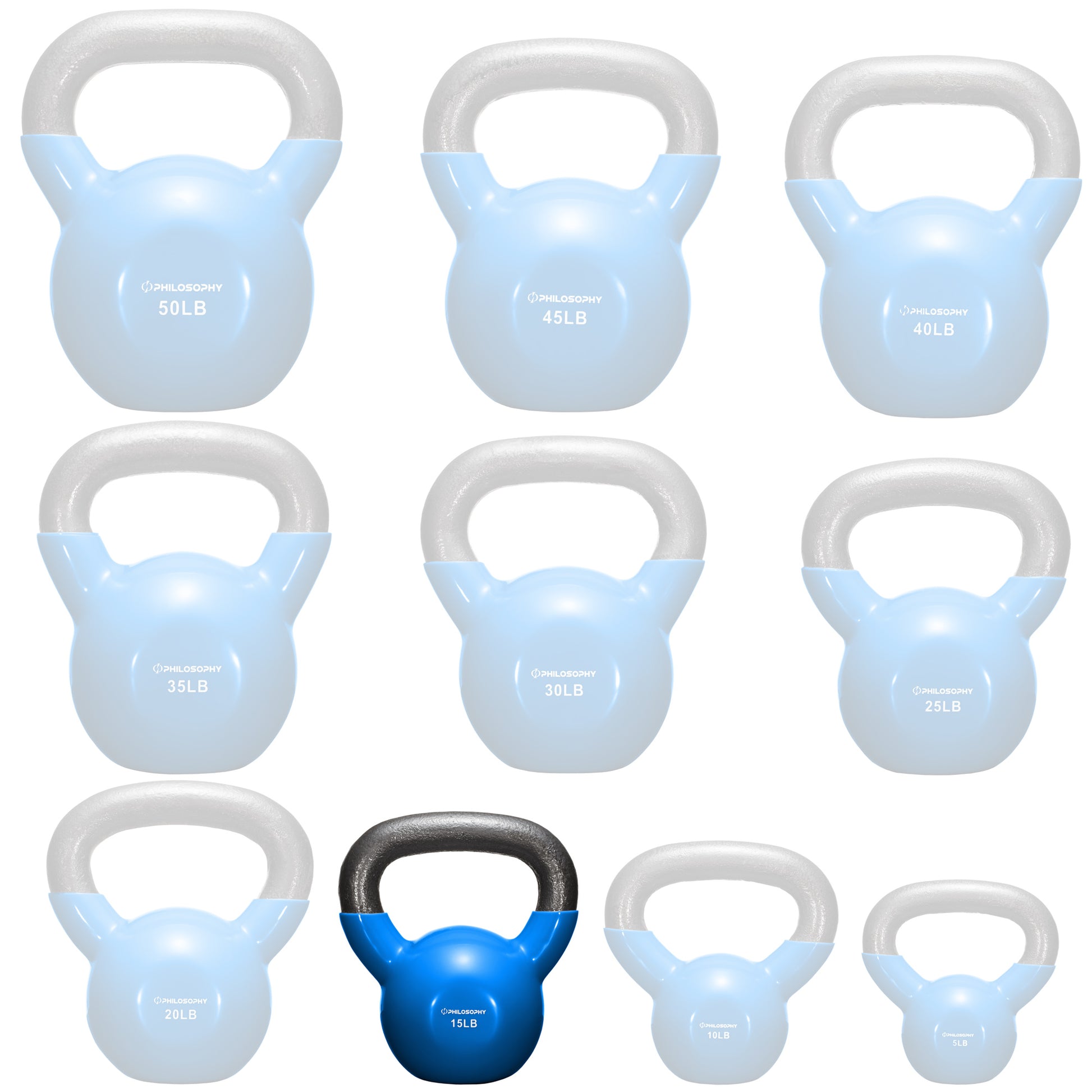 Versatile Vinyl Coated Cast Iron Kettlebells - 5 to 50 Pounds for Ultimate Strength Training