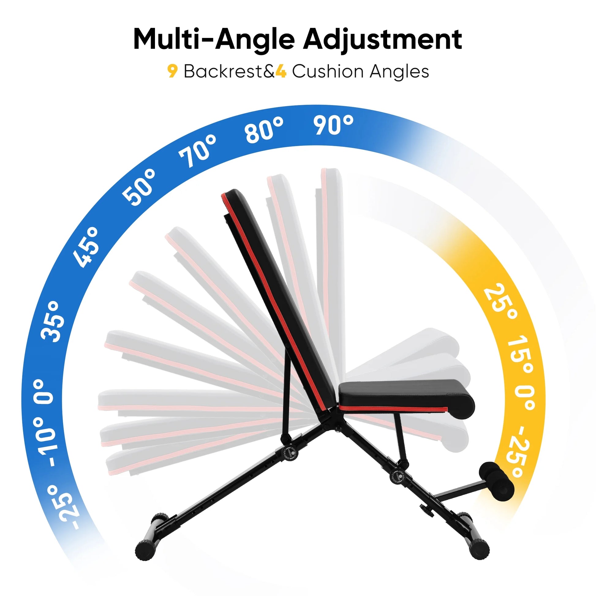 Ultimate 9-Position Adjustable Weight Bench - Supports 795Lbs, Foldable Design for Full Body Home Gym Fitness & Strength Training - Sleek Black Finish