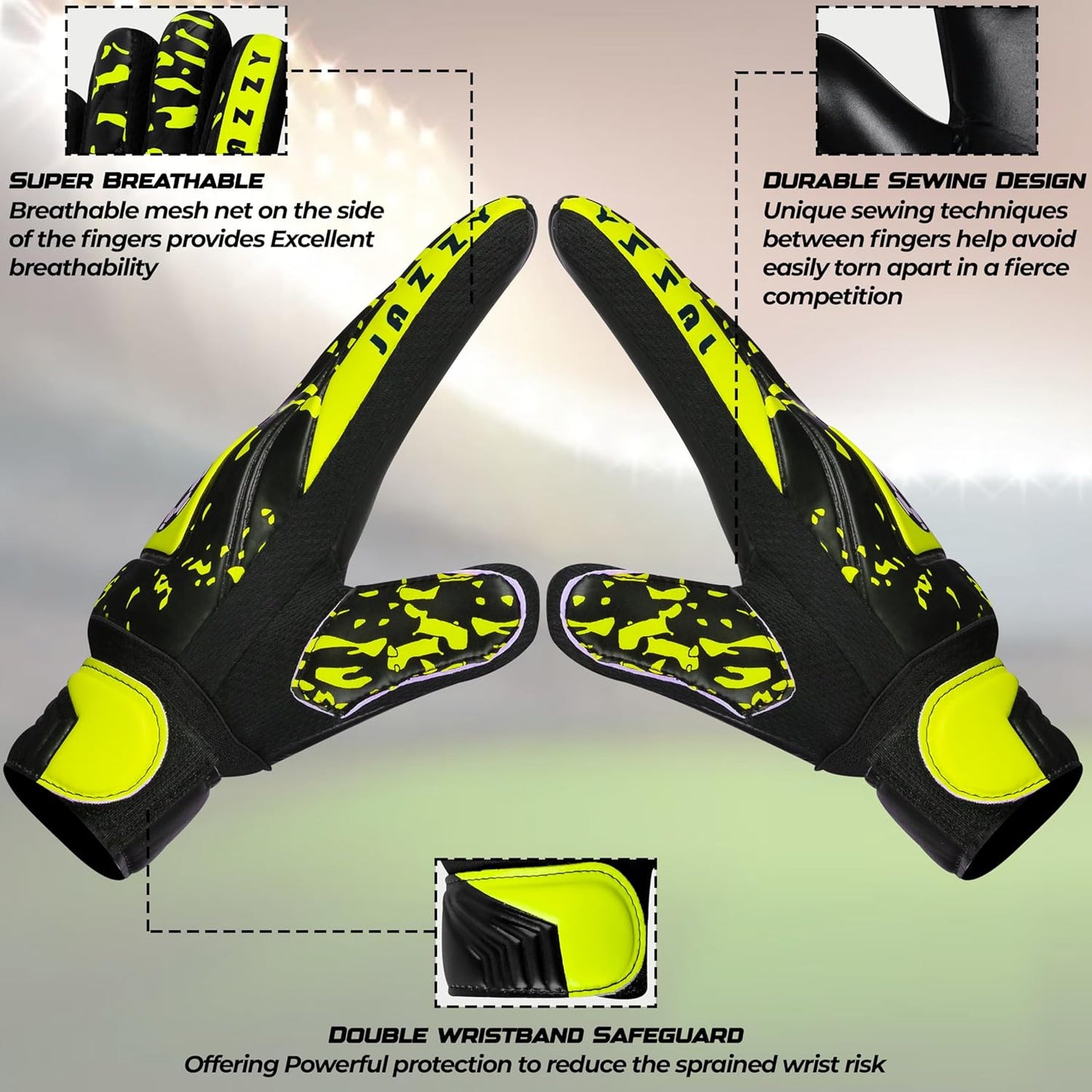 Youth Goalie Gloves with Enhanced Double Wrist Protection - Ultimate Performance and Comfort