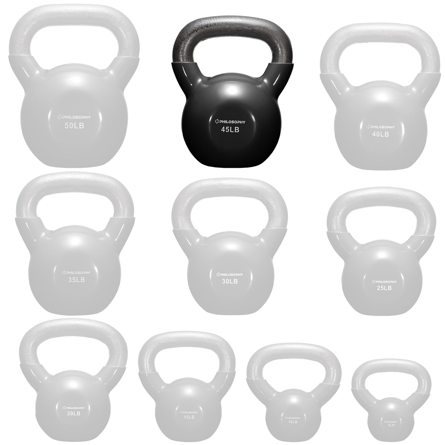 Versatile Vinyl Coated Cast Iron Kettlebells - 5 to 50 Pounds for Ultimate Strength Training