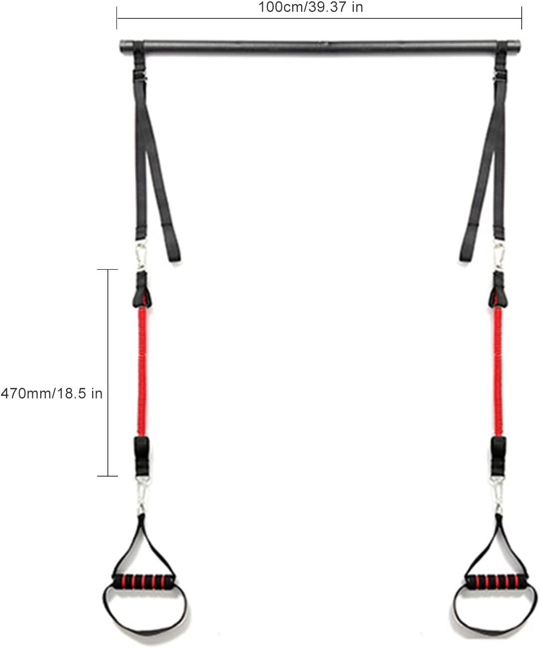 Portable Pilates Bar with Resistance Bands - Home Gym Squat Equipment for Men & Women (Red - 4 Bands)
