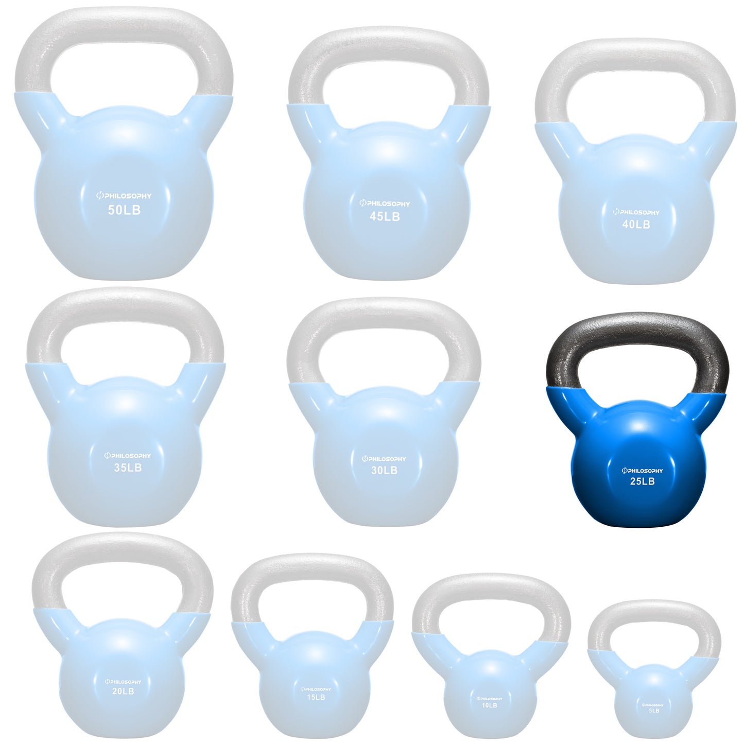 Versatile Vinyl Coated Cast Iron Kettlebells - 5 to 50 Pounds for Ultimate Strength Training