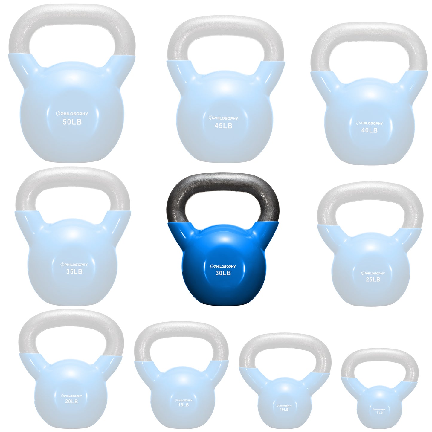 Versatile Vinyl Coated Cast Iron Kettlebells - 5 to 50 Pounds for Ultimate Strength Training
