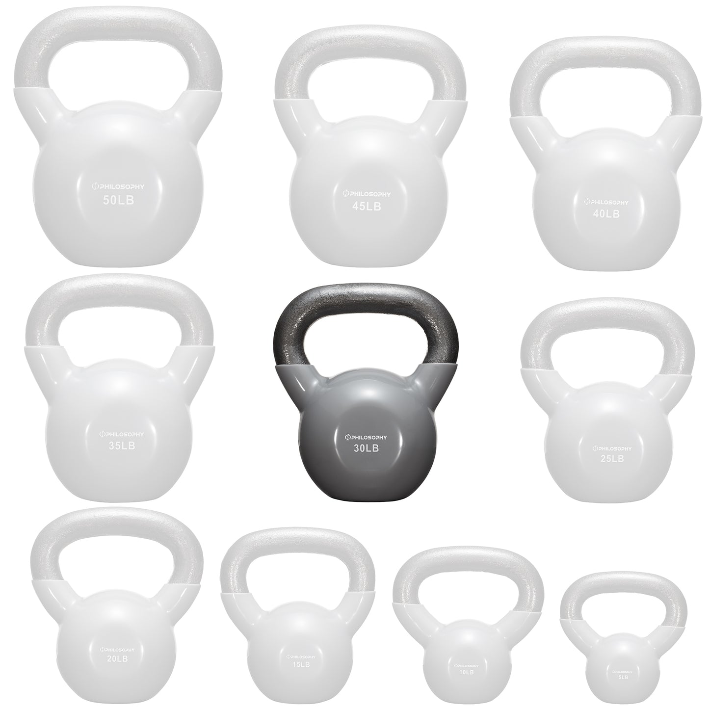 Versatile Vinyl Coated Cast Iron Kettlebells - 5 to 50 Pounds for Ultimate Strength Training
