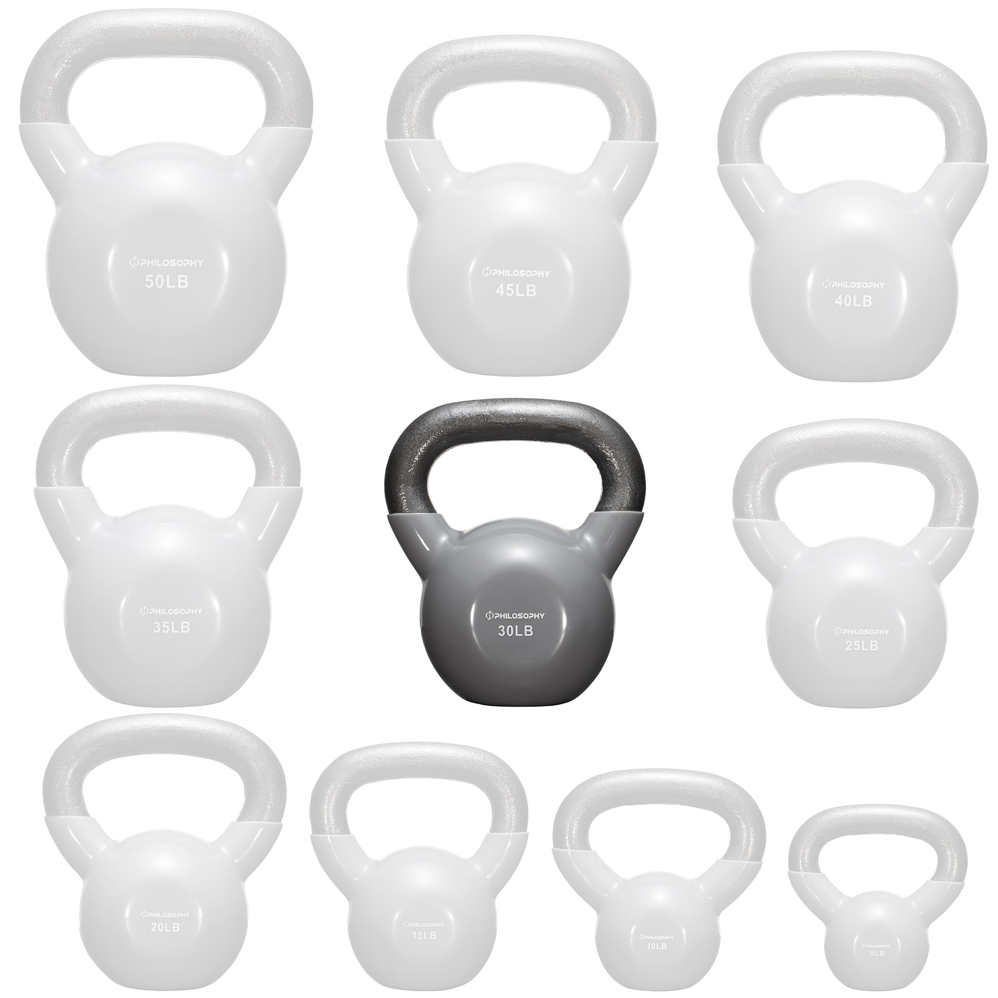 Versatile Vinyl Coated Cast Iron Kettlebells - 5 to 50 Pounds for Ultimate Strength Training