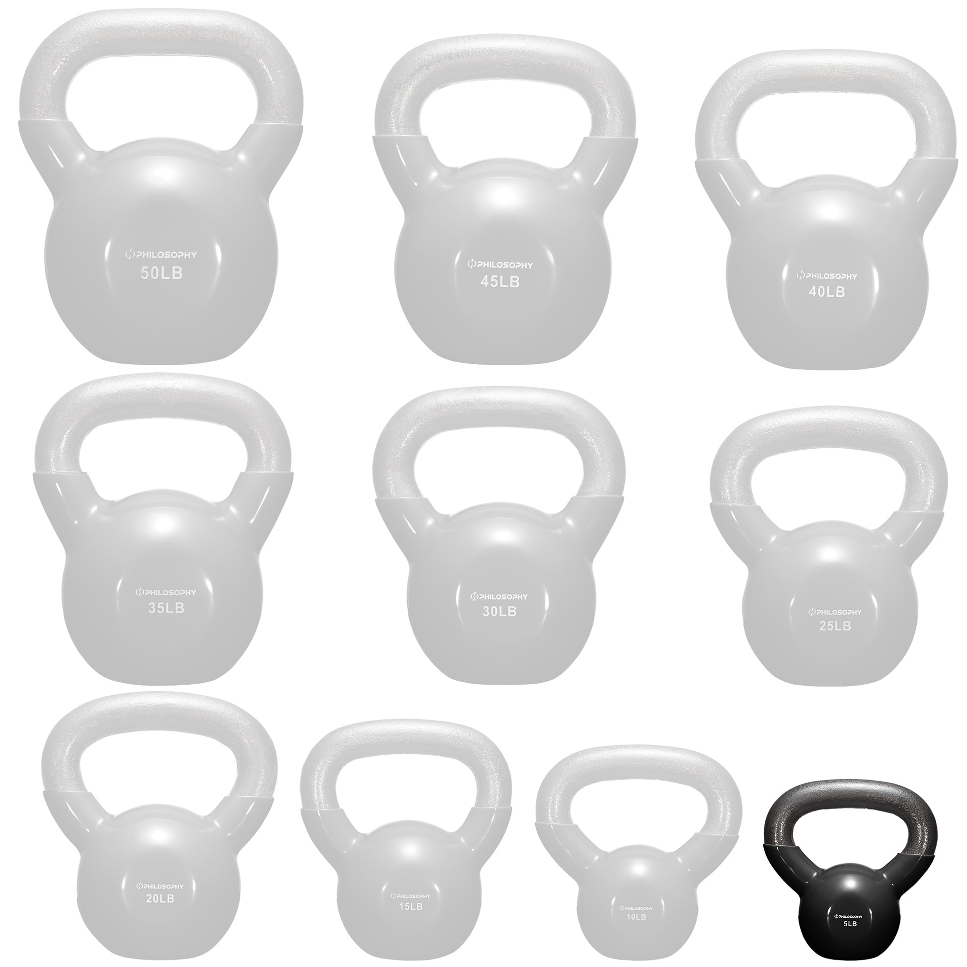 Versatile Vinyl Coated Cast Iron Kettlebells - 5 to 50 Pounds for Ultimate Strength Training
