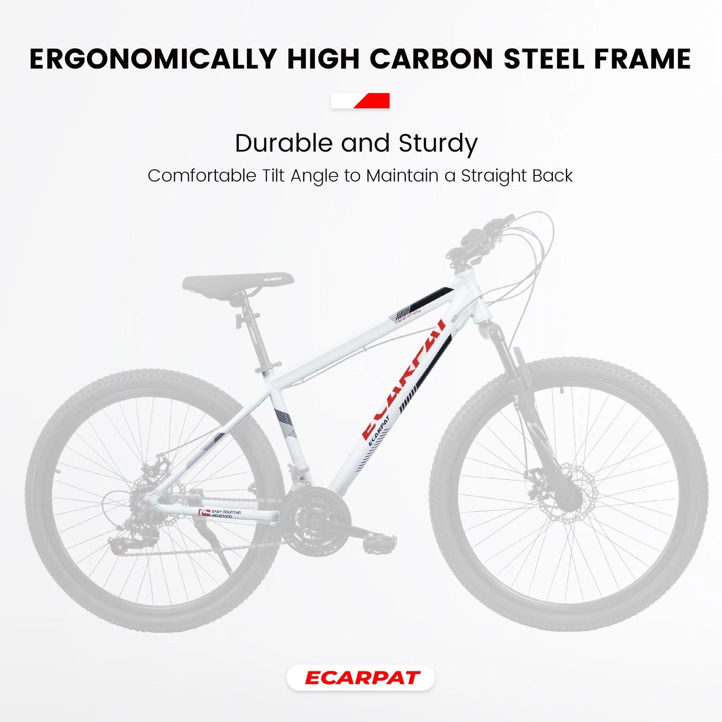 27" High-Performance Mountain Bike - 21 Speed, Durable High Carbon Steel Frame, Suspension Fork & Disc Brake for Men and Women - Sleek White Design