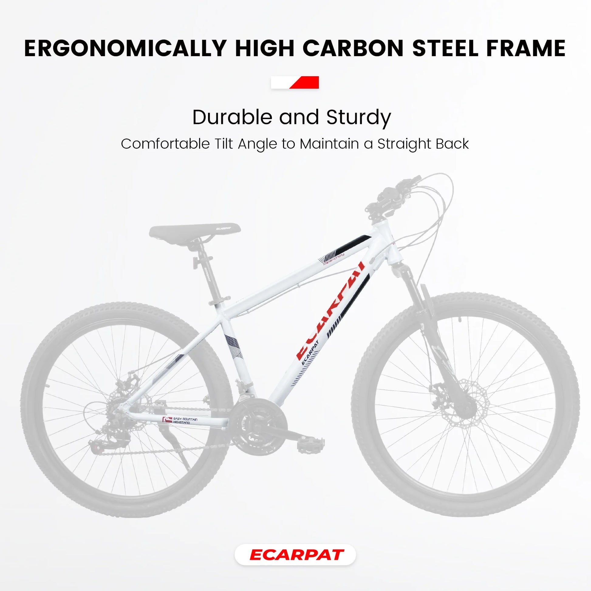 27" High-Performance Mountain Bike - 21 Speed, Durable High Carbon Steel Frame, Suspension Fork & Disc Brake for Men and Women - Sleek White Design