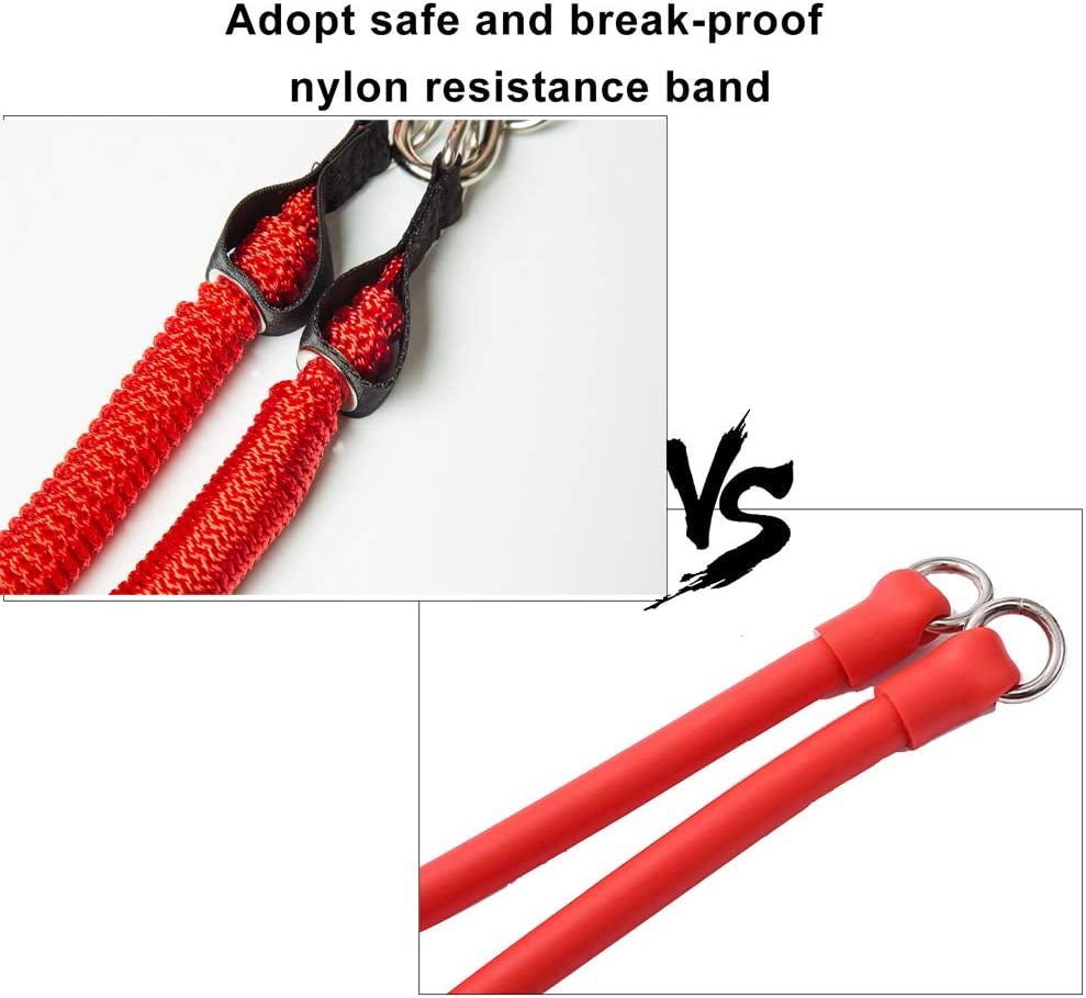 Portable Pilates Bar with Resistance Bands - Home Gym Squat Equipment for Men & Women (Red - 4 Bands)