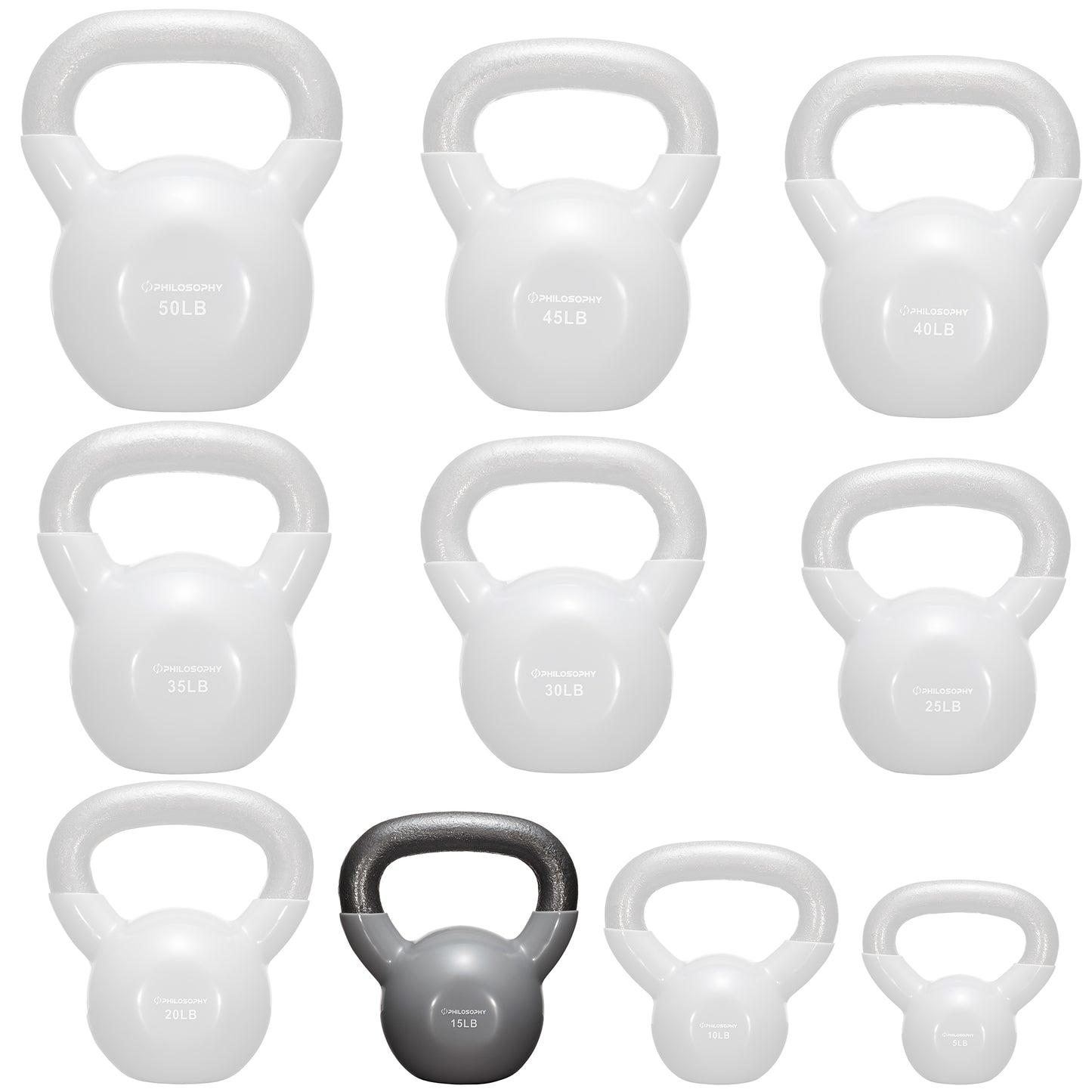 Versatile Vinyl Coated Cast Iron Kettlebells - 5 to 50 Pounds for Ultimate Strength Training