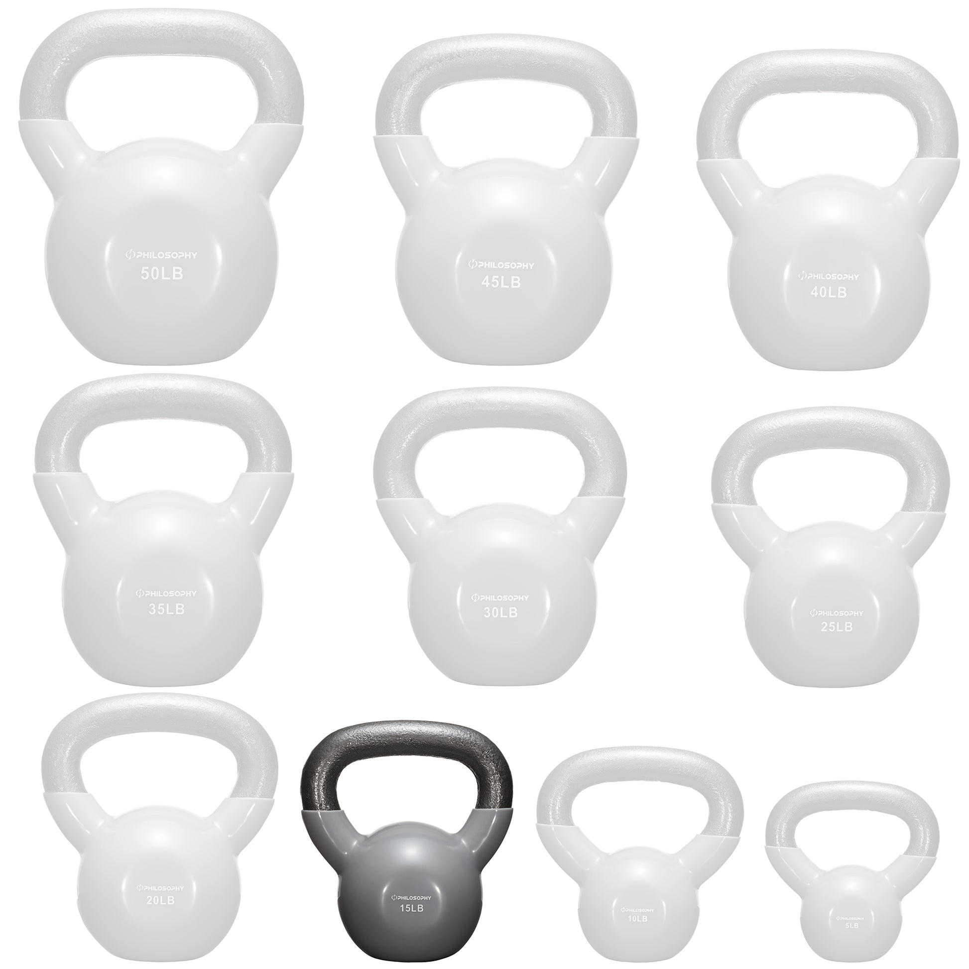Versatile Vinyl Coated Cast Iron Kettlebells - 5 to 50 Pounds for Ultimate Strength Training