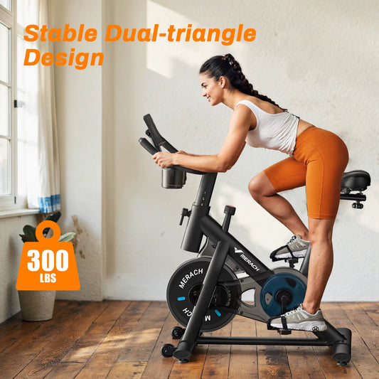 Exercise Bike Brake Pad Stationary Bike Low Noise Indoor Cycling Bike 270Lbs Weight Capacity Tablet Mount Fitness Courses