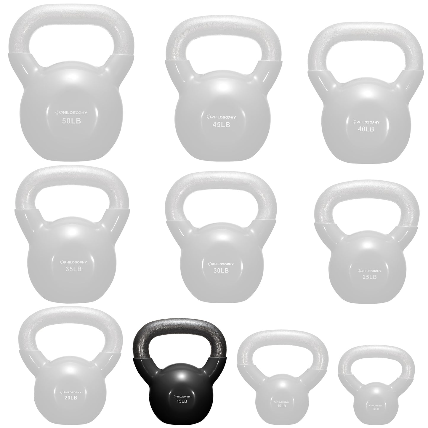 Versatile Vinyl Coated Cast Iron Kettlebells - 5 to 50 Pounds for Ultimate Strength Training