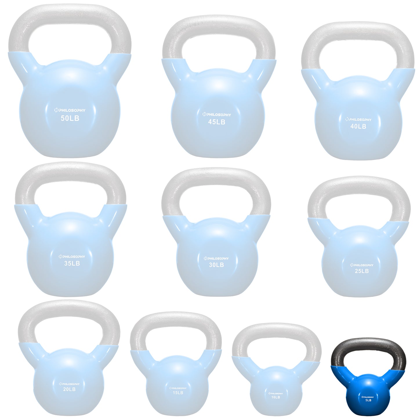 Versatile Vinyl Coated Cast Iron Kettlebells - 5 to 50 Pounds for Ultimate Strength Training