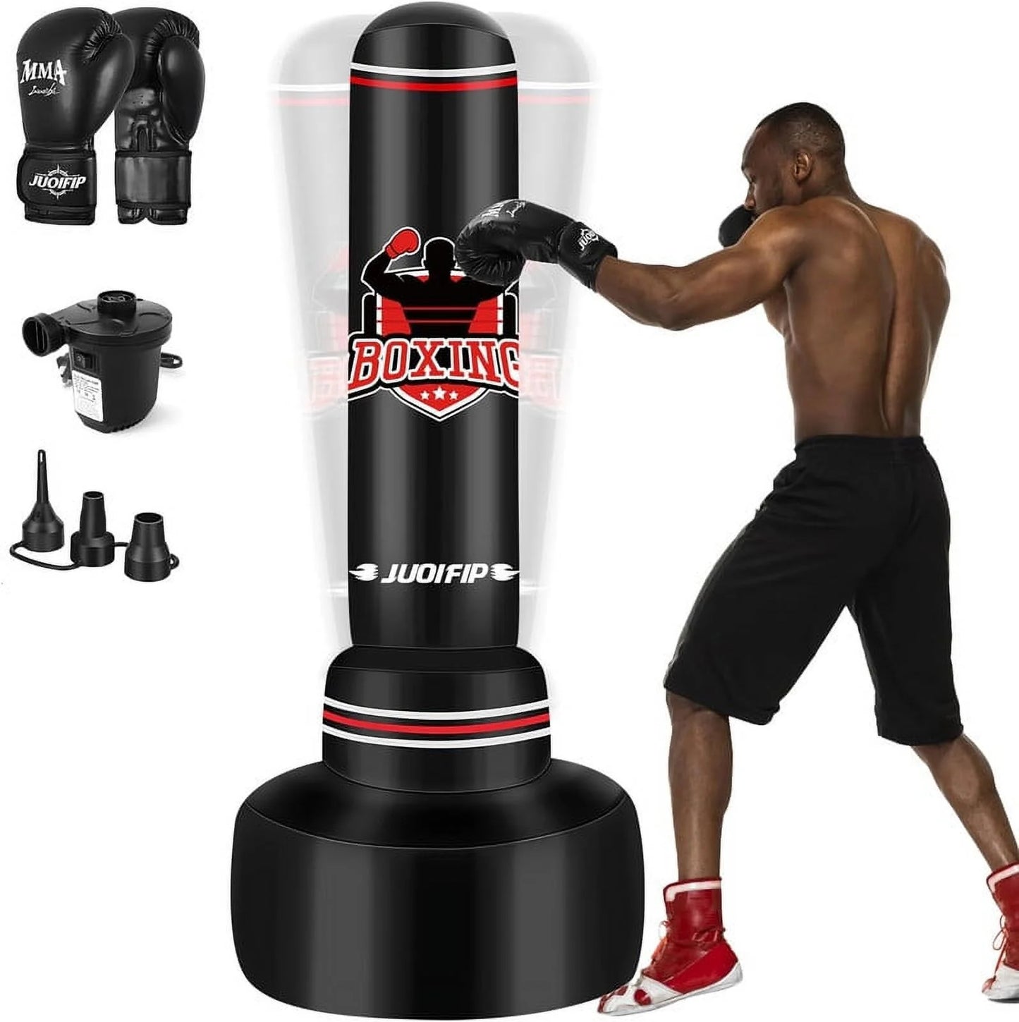 Ultimate Freestanding Heavy Punching Bag Set with Gloves - Red Powerhouse for Home Workouts