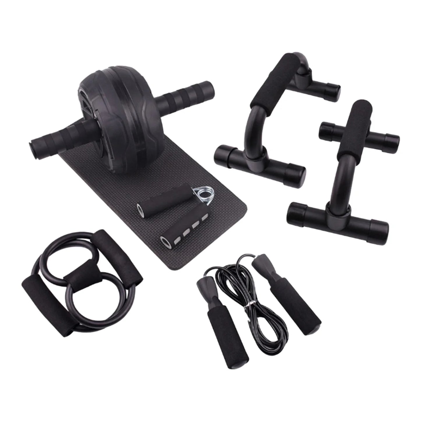 Ultimate Abs Roller Wheel & Chest Expander Set - Home Gym Fitness Equipment for Total Body Workout